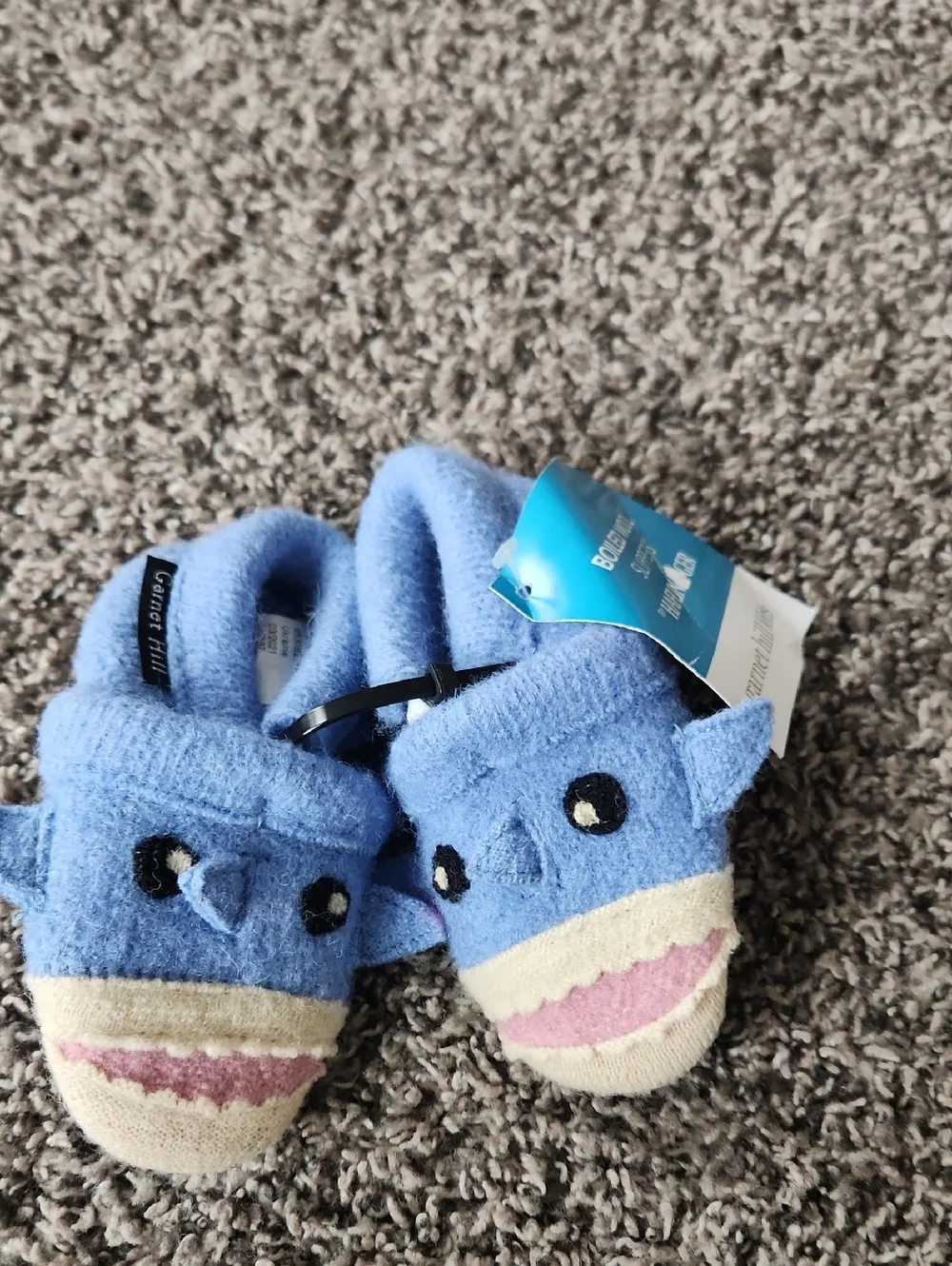 New  Garnet Hill Baby Boiled Wool Shark Slippers, 0-6 Months